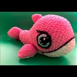 Handmade crochet whale 16”